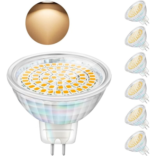 GU5.3 5W 12V MR16 LED Spot Lampor Ersätter Halogen Spotlight 460 Lumen Varmvit 3000K Ej Dimbar 6-pack