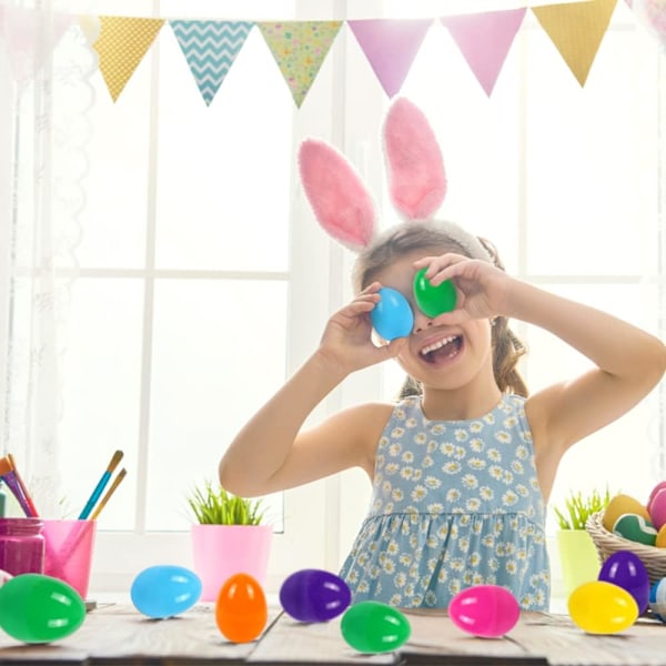 24 stykk plastpåskeegg, 6 cm plastpåskeegg, påske, overraskelsesegg, barneopplevelsesegg, for å fylle godteri og barnegavene på påske Färg 6 cm x 4 cm/24 st