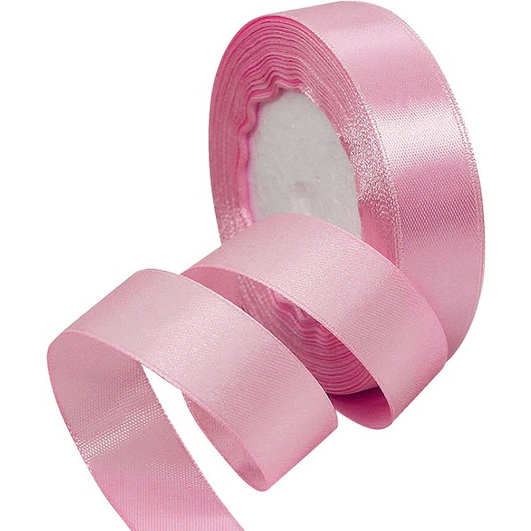 22M satinband 2cm (rosa) Uppfödd satinrosettband Presentband dec