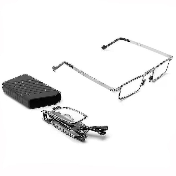 Taitettavat lukulasit miehille, metalliset pyöreät ja neliömäiset sinivaloa suodattavat silmälasit, presbyopia-silmälasikehykset, dioptriat +1,0 - +4,0