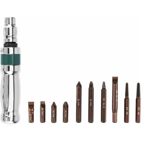 Slagskrutrekker sett, Slagtrekker + Adapter + Bits, 12 deler, 1/2\"