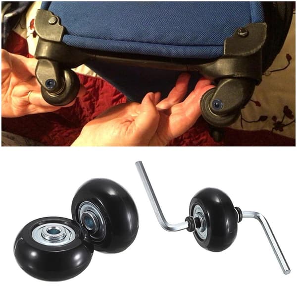 Kuffertudskiftningshjul, 4 stk., 50x18mm gummihjul, sort reparationssæt