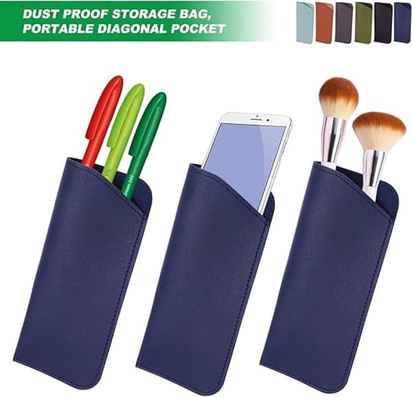 Brilleetuier 6-pak, bløde PU-læderetuier, slanke ridsefaste covers til kvinder, solbriller og læsebriller, 17,5 x 7,5 cm