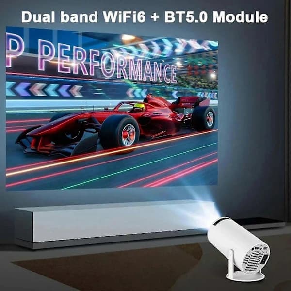 Smart Mini Projektor 4K Understøttelse HD LED WiFi 6 Bluetooth HDMI USB Android 11 til Hjemmebiograf Kontor Hvid
