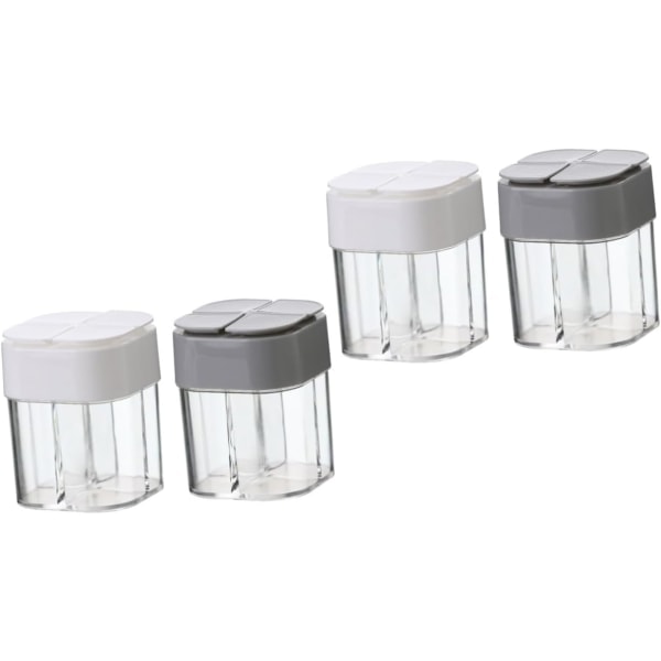 IC 4 stk. Krydderiglas Glasbeholdere Køkkenkrydderiglas Klare beholdere Glasglas til krydderier Krydderiglas med låg Hvide glas