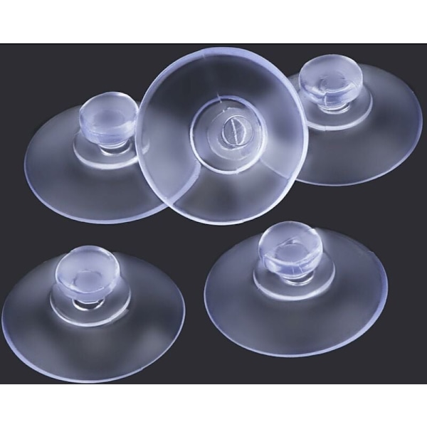 Förpackning med 20 små transparenta sugproppar i plast, utan krok, 20 mm