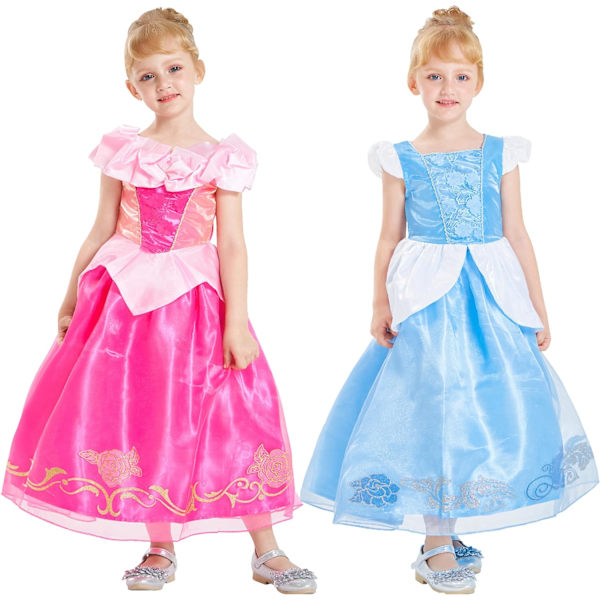 Flickors Prinsessdräkt 6-delad Prinsessakjol Klänning Topp Kjol Outfit Set för Halloween Karneval Fest Födelsedag 3-12 År Gammal 7-8 Jahre