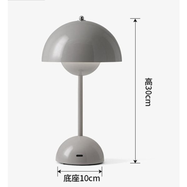 Svampblomknopp Oppladbar LED Bordlampe Nattelys for Soverom Spisestue Touch Nattelys Enkel Moderne Dekorasjon -gt rechargeable grey