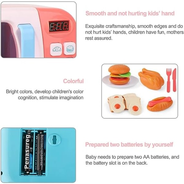 Kök mikrovågsugn leksaksset Låtsas elektroniskt ugn för barn med set för barn (Random Food) Set