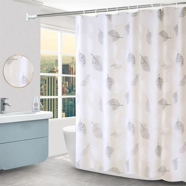 PEVA Duschdraperi, Vattentätt, Snabbtorkande, Mögelresistent, Vitt Bladmönster Med 12 Ringar, För Dusch & Badkar, 180 X 180 cm