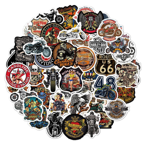 Vintage Harley Motorcycle Stickers 50st Biker Vinyl Dekaler för L