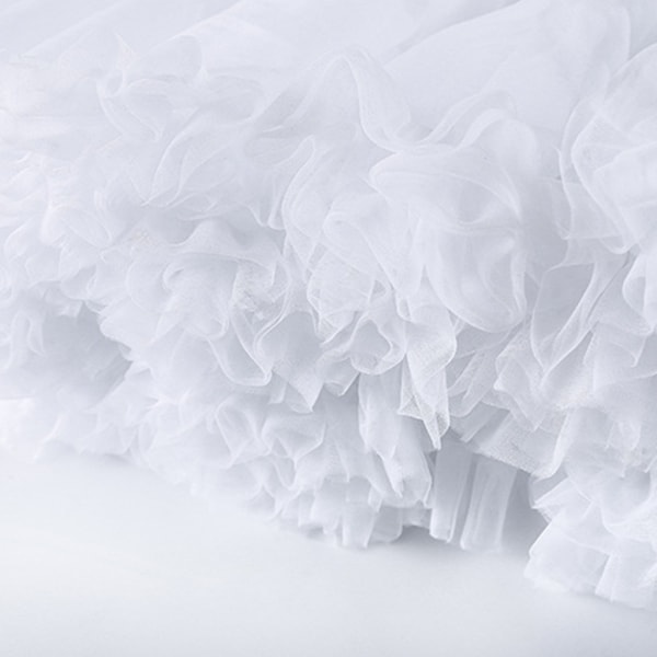 Dame Jenter Ruffle Kort Underskjørt Solid Hvit Farge Fluffy Bubble Tutu Skjørt P