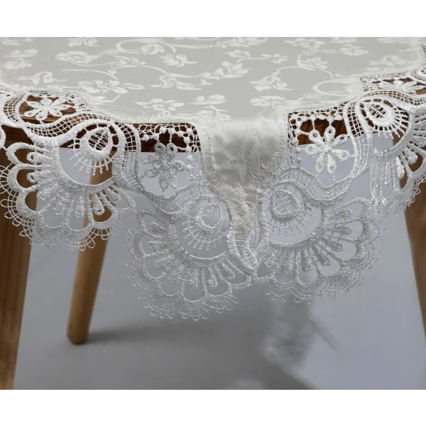 IC Lyxig fyrkantig liten duk Elegant blommig broderad spetsduk för festkök, middag och picknick (Typ C, 22\" x 22\")