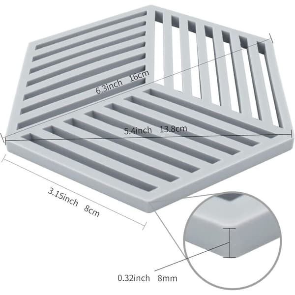 Köksgrytunderlägg Silikonskyddsmatta Teffa (Grå, Hexagonal Raya: 160x138x8mm)