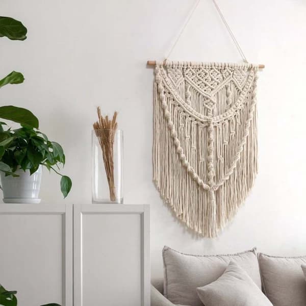 Bohemisk väggbonad, handgjord vardagsrumsdekoration, heminredning sovrum, 70cm
