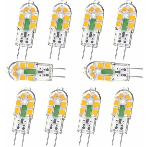 G4 Lampa, G4 LED Lampa 2W 200LM, Motsvarar 20W G4 Halogenlampa, Varmvit 3000K, AC/DC 12V, Flimmerfri, Ej Dimbar, 10-pack, DEBUNS