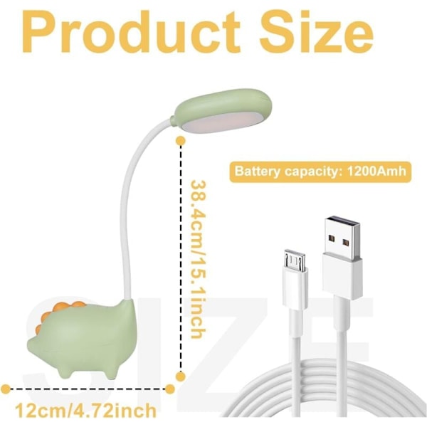 LED Skrivebordslampe, Børne Skrivebordslampe Dæmpbar Sengelampe med Øjenbeskyttende Touch Sensor 3 Lysstyrkeniveauer, USB Genopladelig Touch Switch