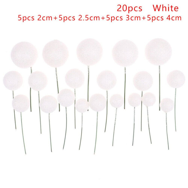 20 stk. kugleformet kagepynt, HVID hvid white