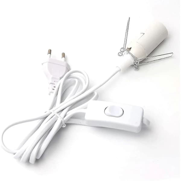 Nyt kabel til saltlampe med afbryder 2024 - E14-1,8 m - Fatning til saltlampe, hvid