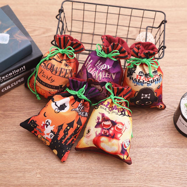 Uudet Halloween-koristeet, ei-kudotut naruvedolliset karkkipussit lahjapussit lasten kummitusjuhlat kannettava kurpitsapussi Type A 20*14cm