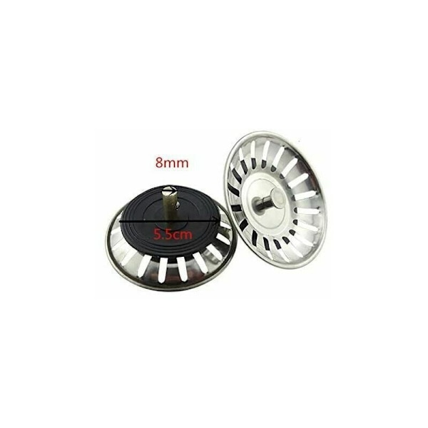 2 st Universal Diskbänksil 8cm Rostfritt Stål Köksbänk Filter Diskbänksplugg, av DEBUNS
