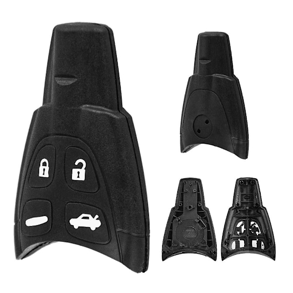 Nøglehus/Nøglealarm med 4 Knapper til Saab - (9-3 & 9-5) Black Svart