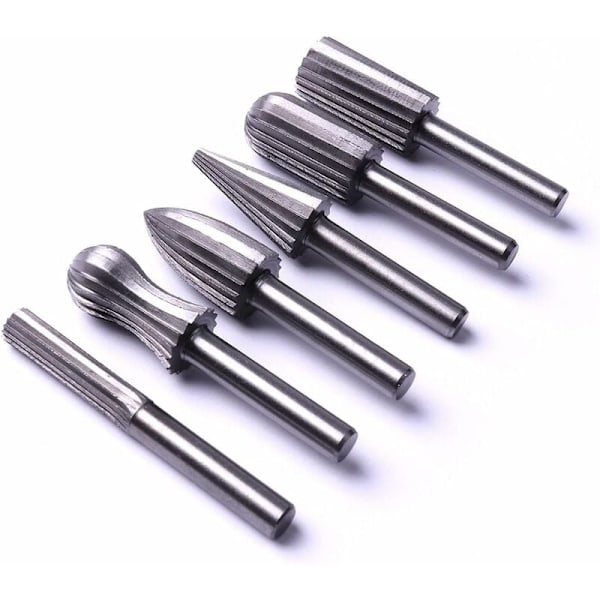 6 st 6mm 1/4\" Stål Roterande Filset för Metall Plast Trä Sten Slipning Gradning