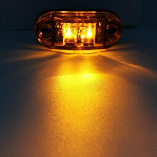 10X 2 LED Sidemarkeringslys 12/24V LED Markeringslys Trailer Sidelygte Advarsel Gult Lys til Lastbil RV Campingvogn, af DEBUNS