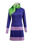 Halloween-mekko pitkillä hihoilla, mini Scooby Doo -asu, Daphne-mekko huivilla S