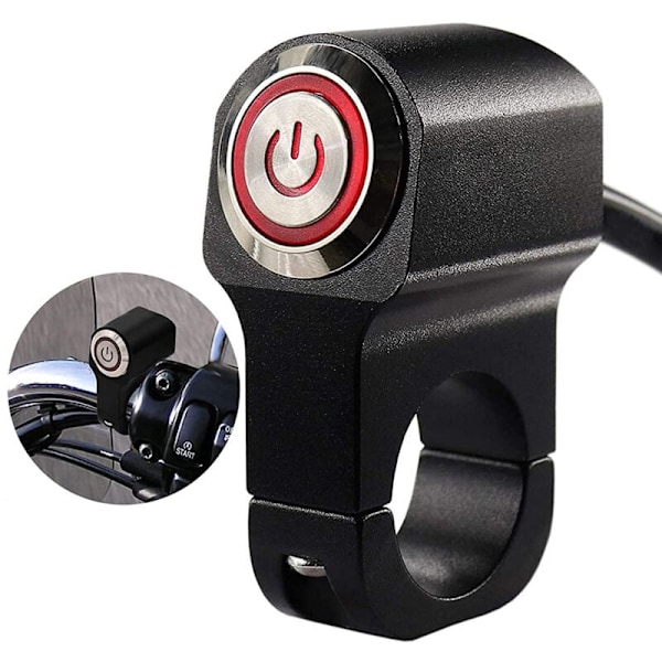 12V Motorcykel ATV 22mm (7/8\") Styrknapp Strömbrytare Varningsblinkers Strålkastare Broms Dimljus På Av Strömbrytare (Röd)