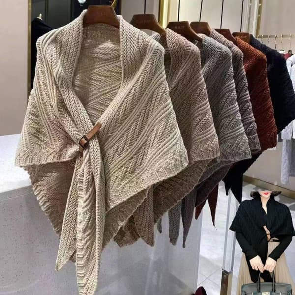 Strikket sjal efterår vinter tørklæde KHAKI Khaki Khaki
