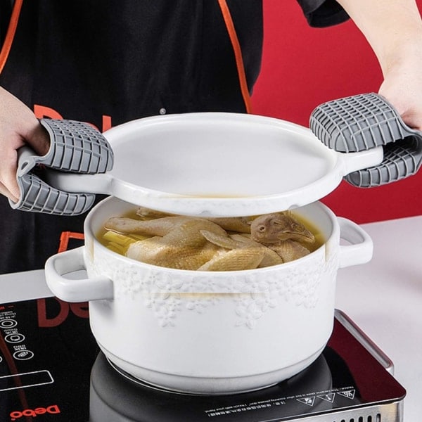 IC Mini Silikon Grytevottsett, Isolert grytevott, Grytevotter for matlaging og baking på kjøkkenet, Beskytt fingre (kvadratgrå)