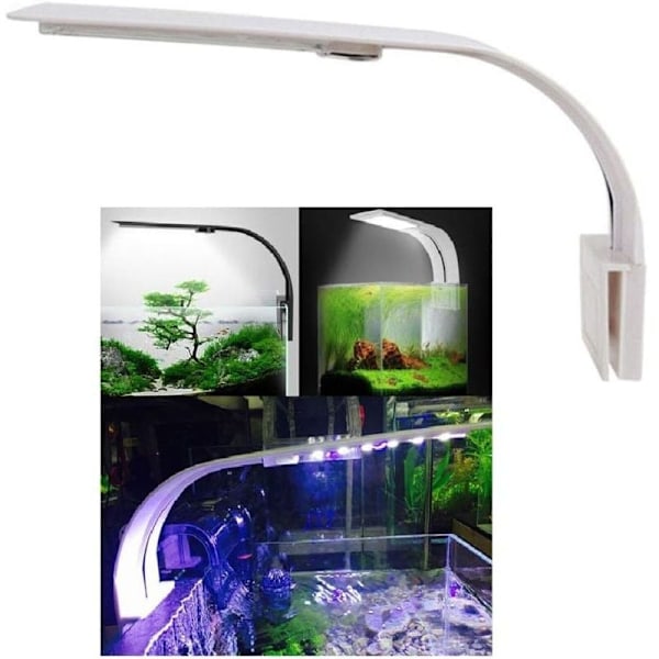 Akvarielys LED Lampe Hvid og Blå Nano Clip-on Belysning til Fisk Planter 23-50 cm..DEBUNS