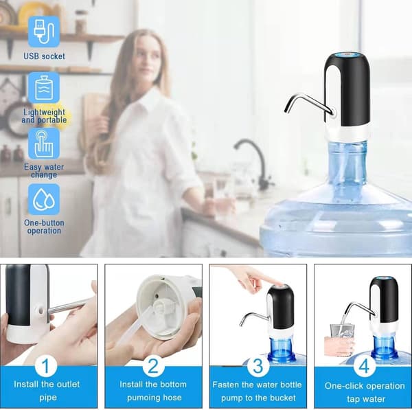 USB Uppladdningsbar Vattendispenser - Elektrisk Vattenpump för Flaskor - Bärbar - för Camping, Resor, Hem, Kontor
