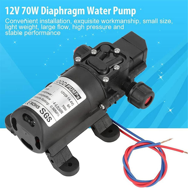 12V vandpumpe, 12 volt vandpumpe, DC 12V 6A 70W elektrisk vandpumpe, selvpumpende vandpumpe-højt tryk, 12V pumpe