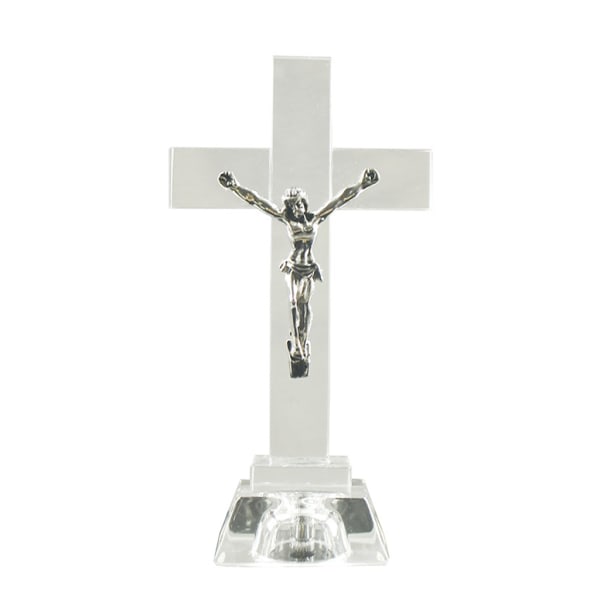 Kristall Jesus för korsstaty för hemkyrkan skrivbordsdekoration hantverksprydnad
