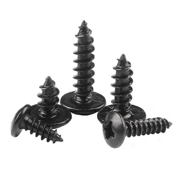Selvskruende treskruer - Karbonstålskruer Krysshode Rundhode Sopphode Svart M5*12mm (100 stk)