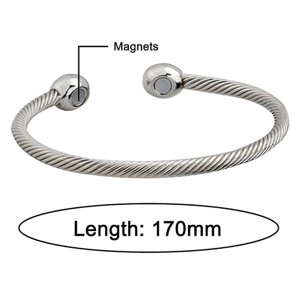 Wow Sølv Magnetisk Kobber Armbånd - Terapi Artritt Smertelindring Armring