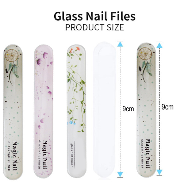 Pack Crystal Glass Nagelfil med Fodral, Nagellack Polerare för Manikyr Nagelvård Nagelfil