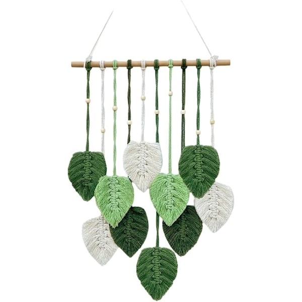 Makramee seinävaate - Boho-sisustus puuhelmillä Green