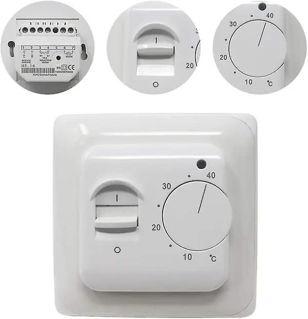 Manuel elektrisk gulvvarmetermostat med 3m NTC-sensor 220V 16A vægmonteret til gulvvarme hvid
