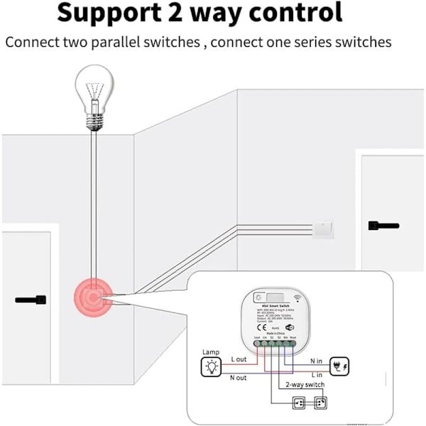 RF433 og WiFi Trådløs Fjernkontroll Lysbryter, 1 Bryter 1 Mottaker Kit