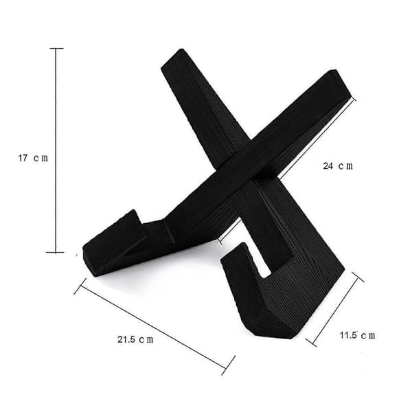 Træ kogebogsstativ Massiv Fyrretræ Multifunktionel Displayholder til Køkkenbord Skrivebordsindretning Sort 8.46 x 6.69 x 4.53 Tommer