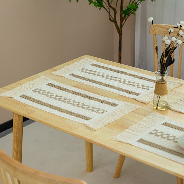 Set om 4, 50x 30cm Bohemisk stil, Underlägg i flätad polypropen L
