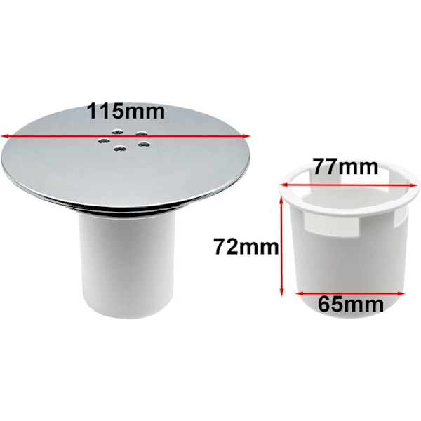 Dusjavløp, 90mm/115mm Dusjavløp, Erstatningsfelledeksel, Universelt Dusjavløpsdeksel, Krom Dusjpluggdeksel, Rask Flyt