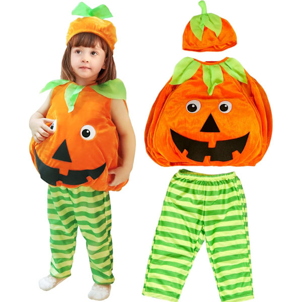 Halloween-kostymer for barn, varm gresskarvest for gutter og jenter Pumpadräkt 2-3 Jahre