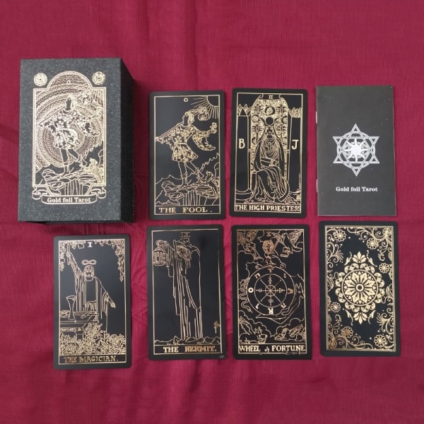 IC Set Tarot-kortti lahjapakkaus Ylellinen kultafolio Tarot-kortit Kuuma Stampi