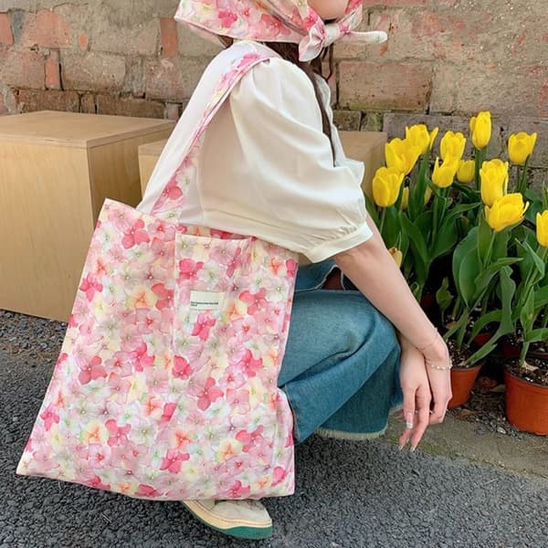 Canvas Axelväska Blomma Tygväska STIL 04 STIL 04 stil 04 style 04
