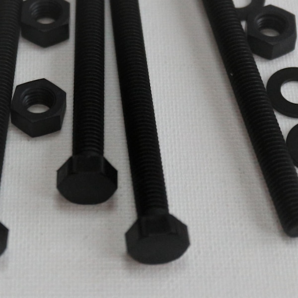 10x Musta, kuusikulmainen kanta, nailon, M8 x 100mm, muoviset pultit, mutterit ja aluslevyt, -ruuvit