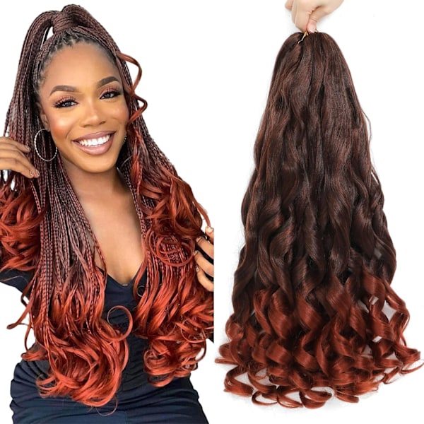 French Curl Braiding Hair Pre Stretched 22 Inch Braiding Hair 1B/350 Loose Wavy Pre Streched Braiding Hair for Black Women (22 Inch(7Packs), 1B/350)